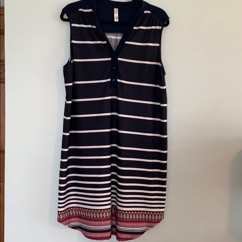 Per Seption Woman navy/white stripe dress